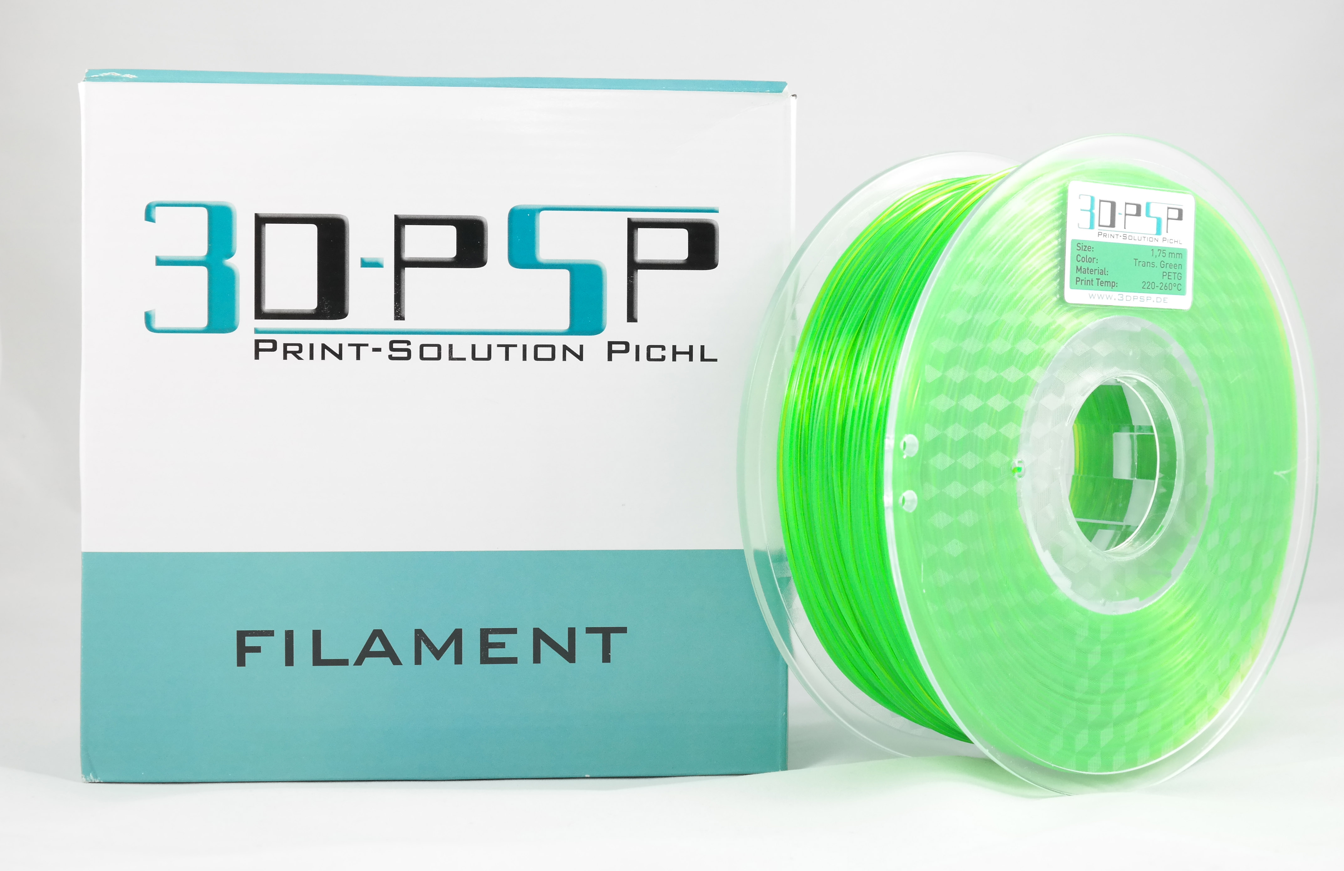 3DPSP PETG Filament - Trans. Green - 1.75mm - 1Kg