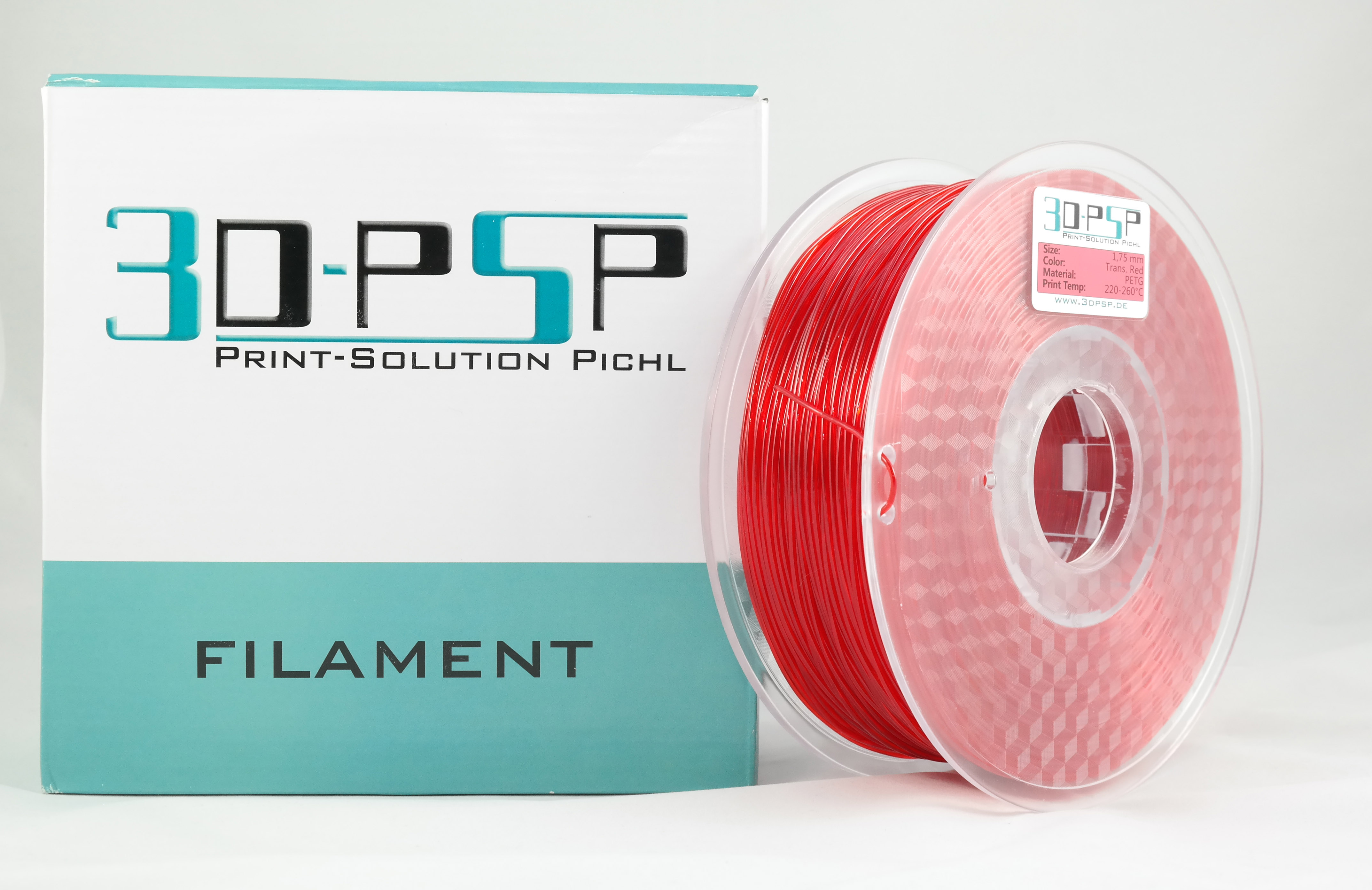 3DPSP PETG Filament - Trans. Red - 1.75mm - 1Kg